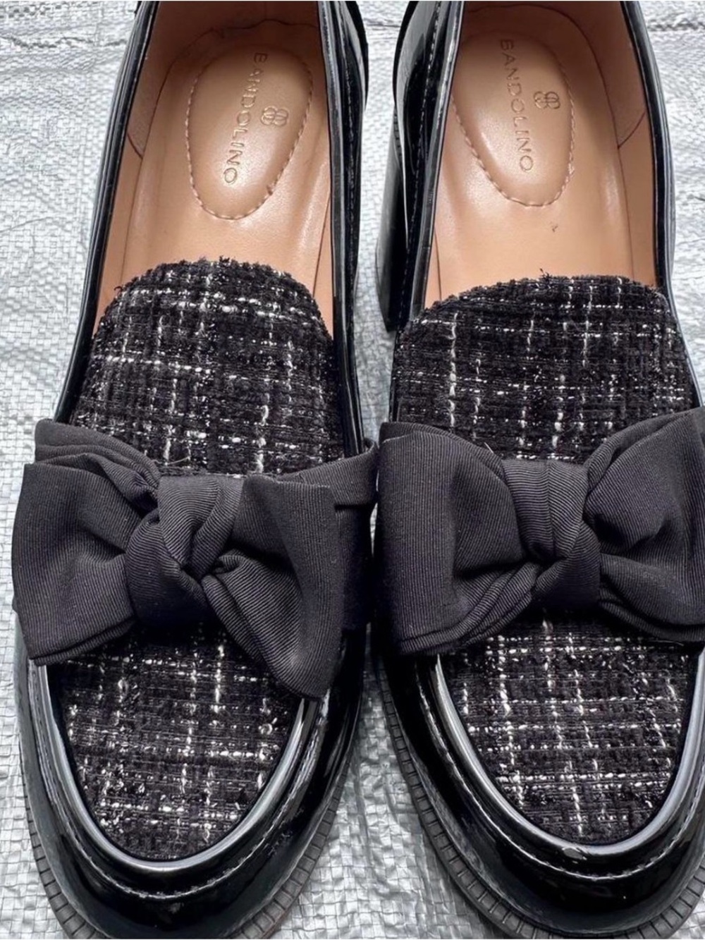 Bandolino Black Tweed Bow-Accent Loafers